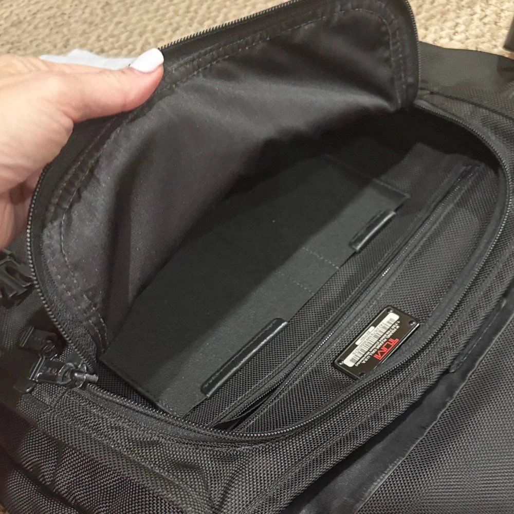 Tumi Black Men's Messenger Bag with Leather Trim